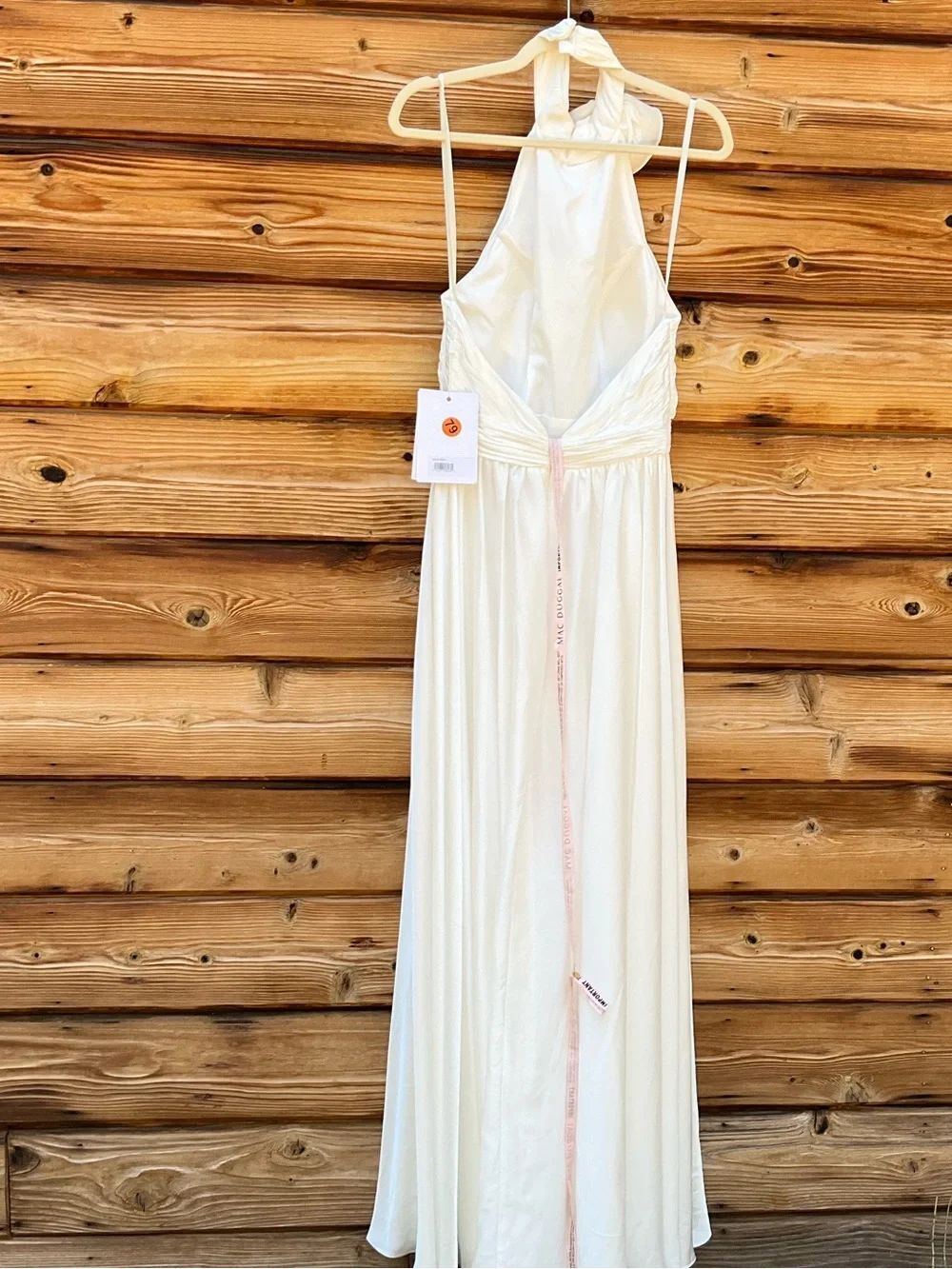 Mac Duggal 49333 White Size 8 SOFT TIE HALTER NECK HIGH SLIT GOWN Maxi Dress - Picture 9 of 14